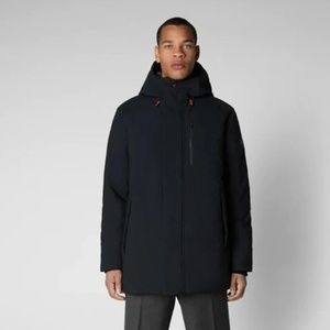 SAVE THE DUCK Men's Black Hooded Puffer Coat